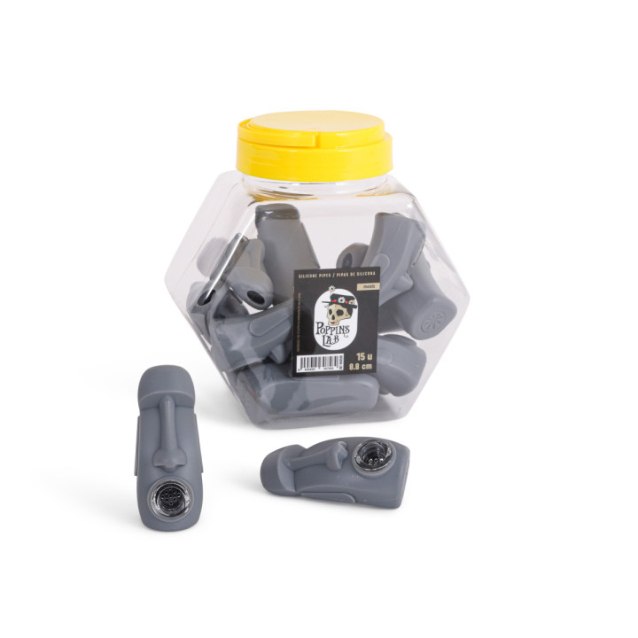 Pipas Silicona Moais 8,8cm - Poppins Lab | Display 15 u
