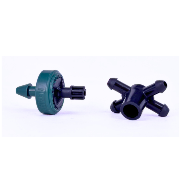 Gotero 8 l/h autcompensante y antidrenante con distribuidor de cuatro salidas
