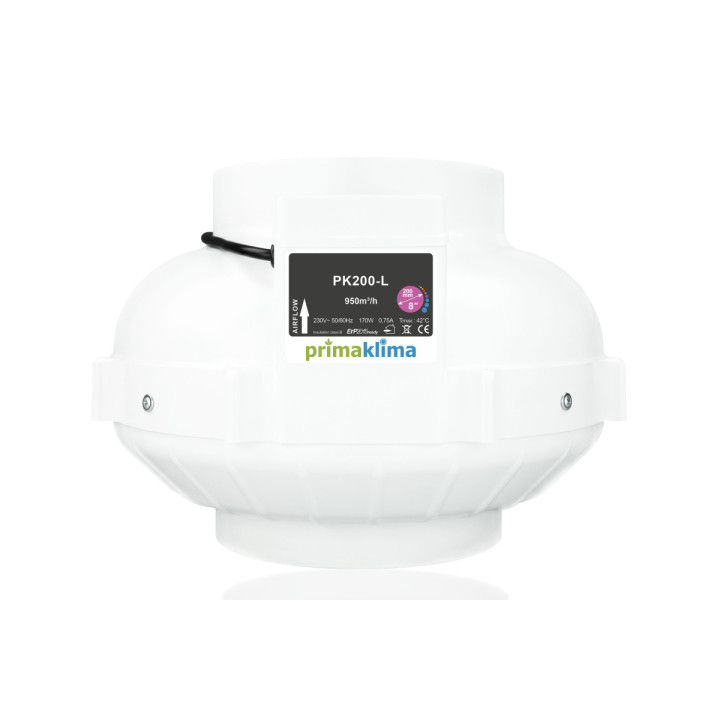 Extractor 200 mm-L 1 vel (950 m³/h) Prima Klima - Eficiencia