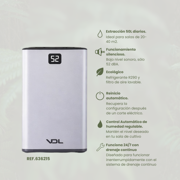 Deshumidificador 50L/d VDL para Cultivo Indoor