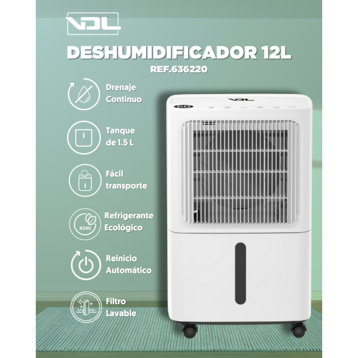 Deshumidificador VDL 12 L/D - Control de Humedad Eficaz