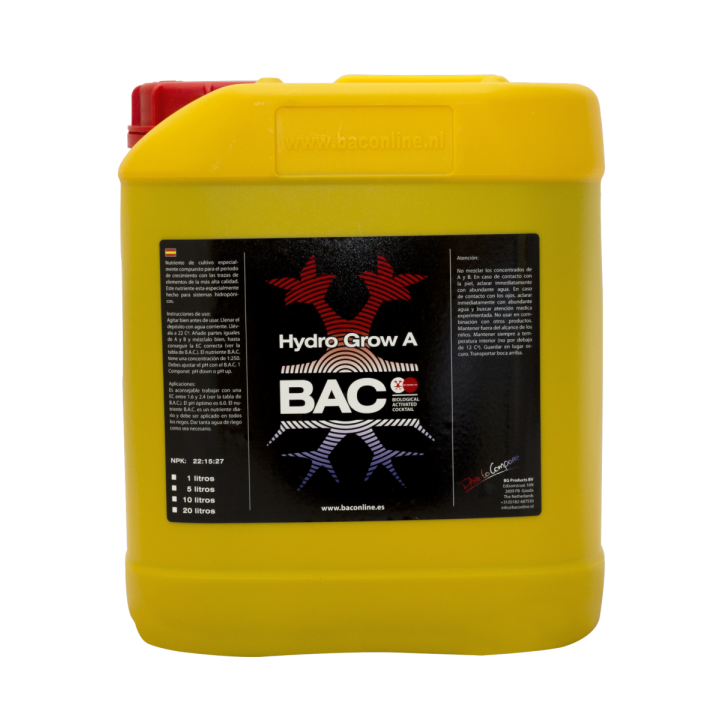Hydro Grow A 10 L BAC - Fertilizante Hidropónico